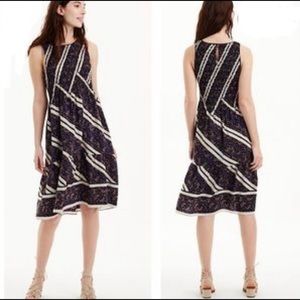 Club Monaco Naveah Silk Dress, white ribbon navy blue with paisley pattern